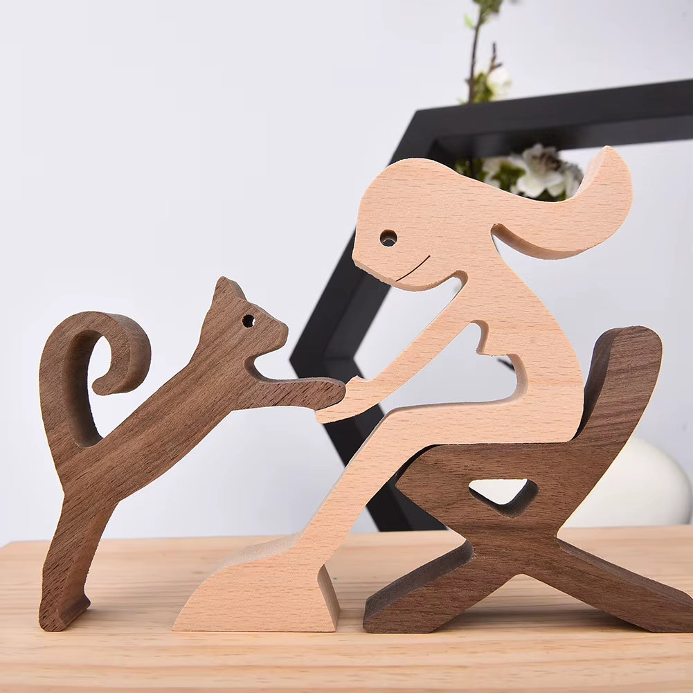 Wooden Couple Figurine Table Ornament
