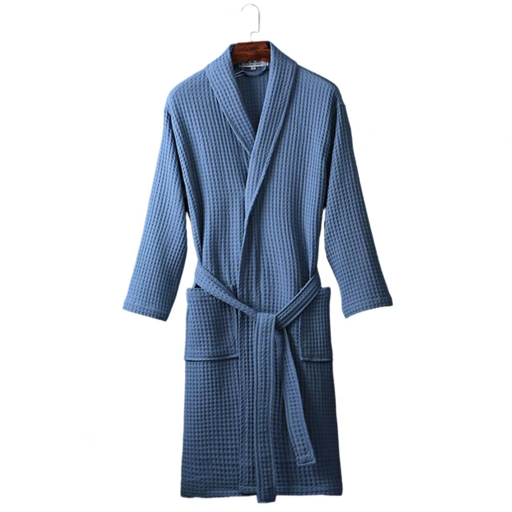 Unisex Long Waffle Cotton Bathrobe