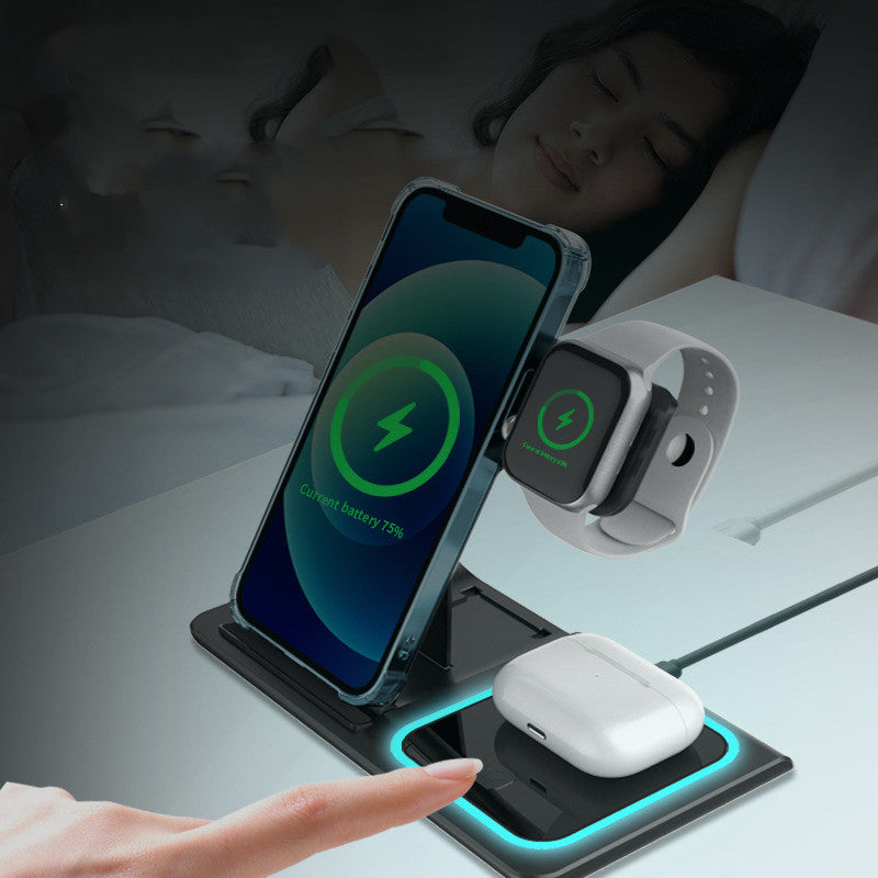 Three-In-One Foldable Wireless Charger with Ambient Light