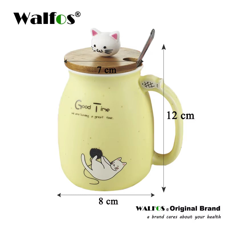 Sesame Cat Ceramic Mug – Heat-Resistant with Lid