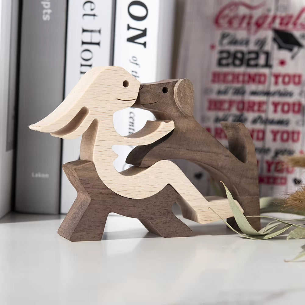 Wooden Couple Figurine Table Ornament