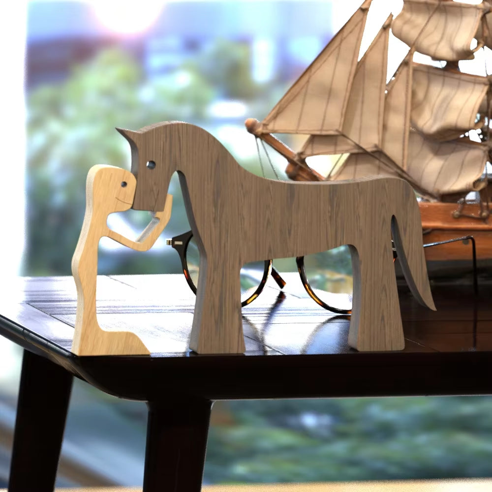 Wooden Couple Figurine Table Ornament