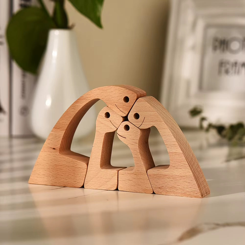 Wooden Couple Figurine Table Ornament