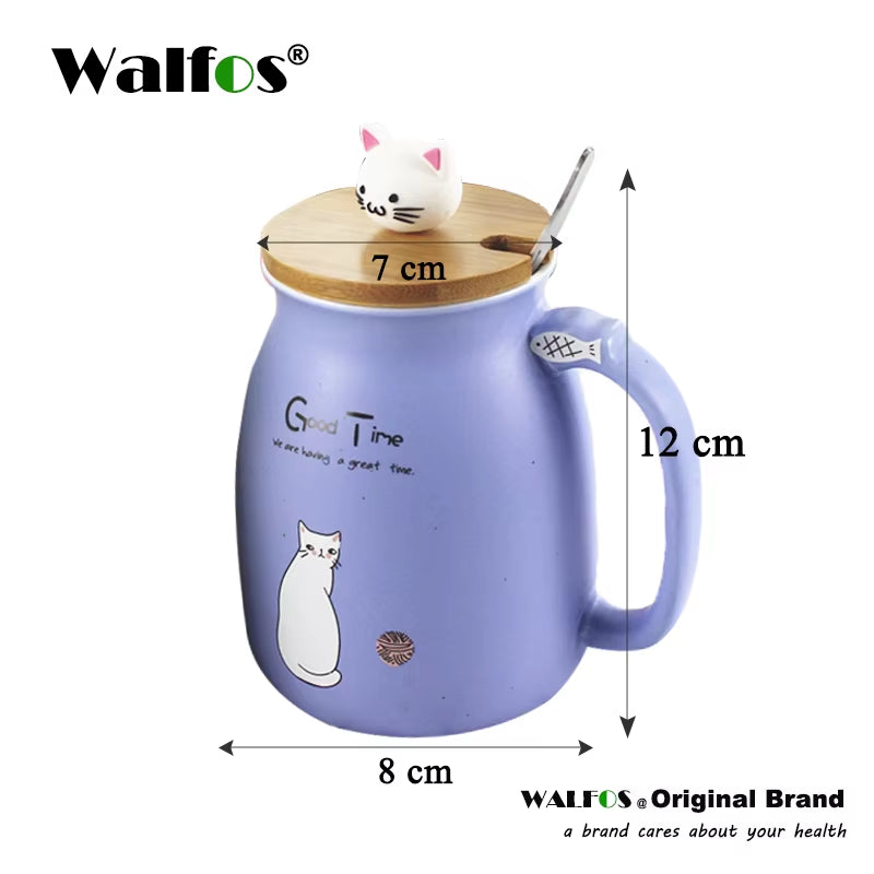 Sesame Cat Ceramic Mug – Heat-Resistant with Lid