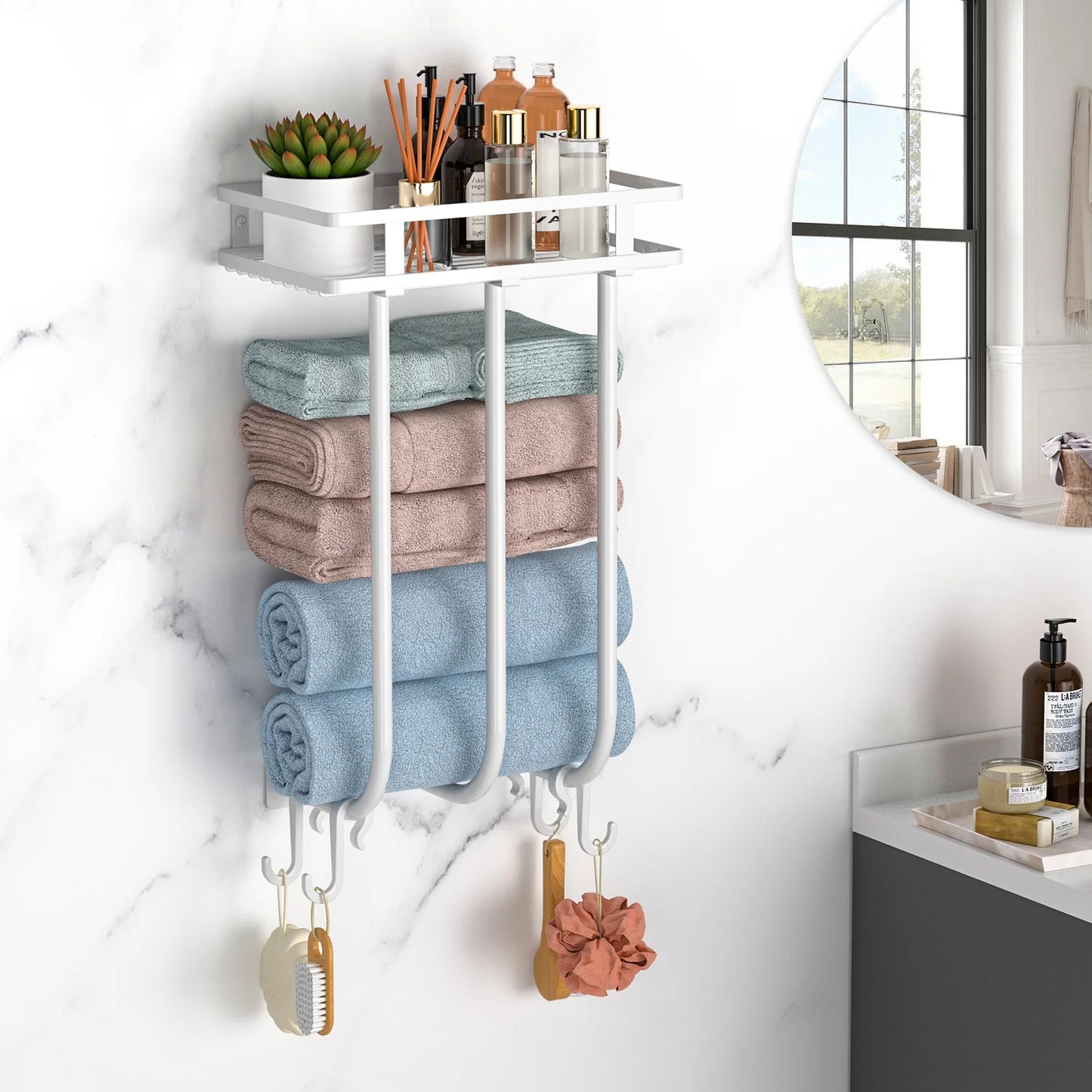 Wall-Mounted Towel Rack for Rolled Towels