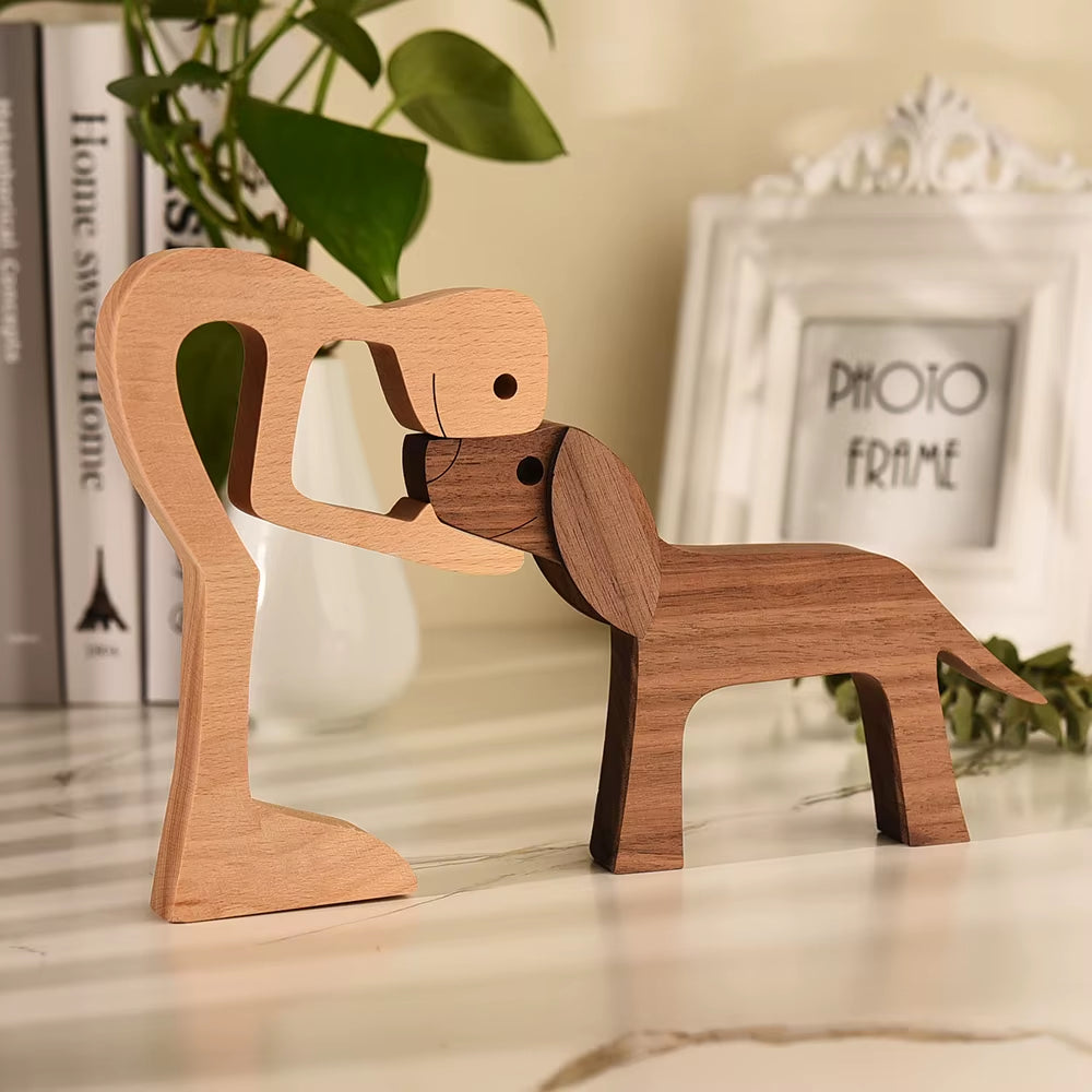 Wooden Couple Figurine Table Ornament