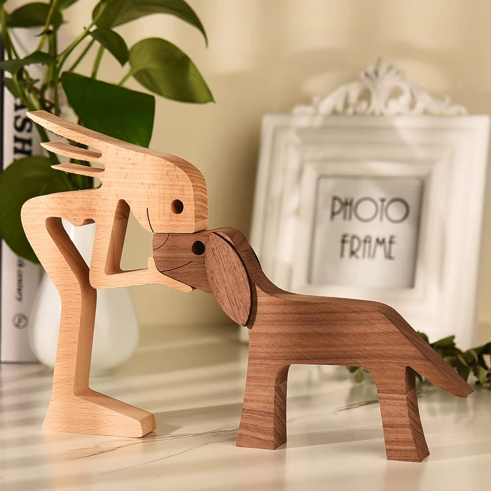 Wooden Couple Figurine Table Ornament
