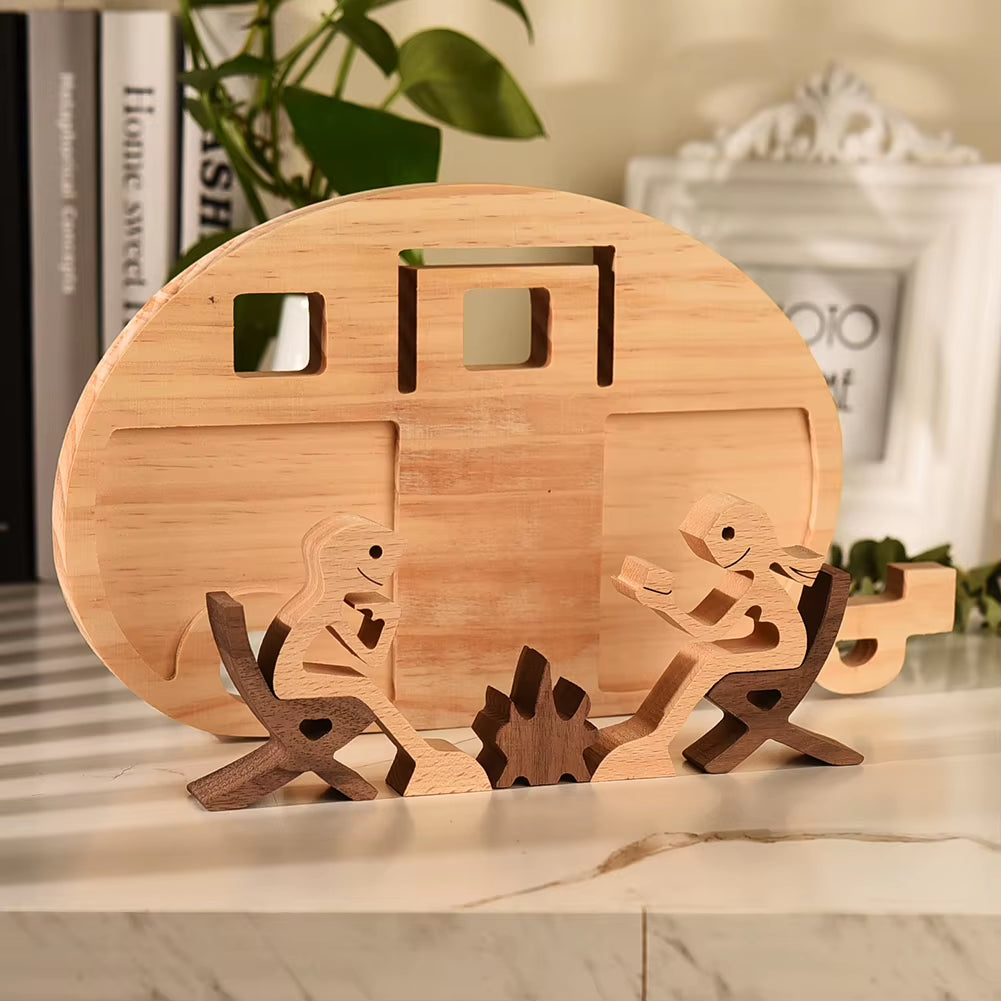 Wooden Couple Figurine Table Ornament