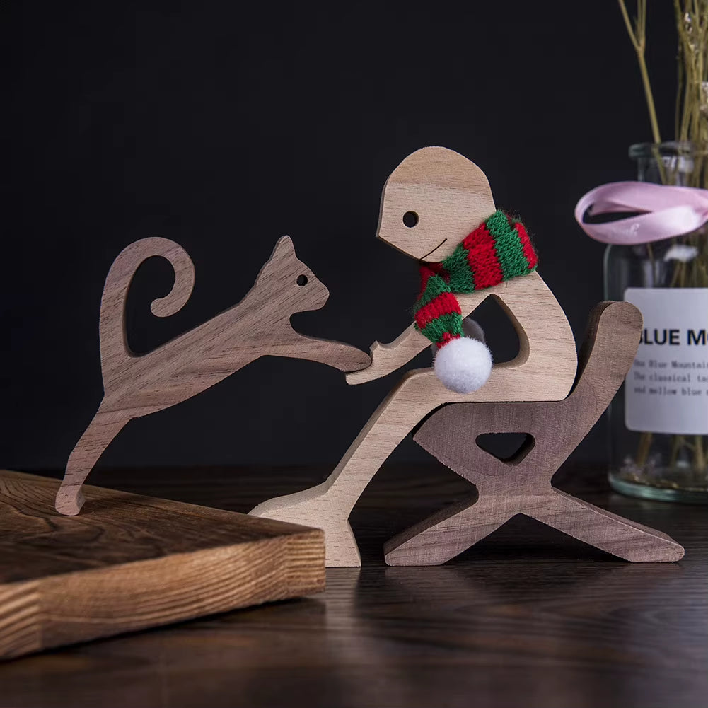 Wooden Couple Figurine Table Ornament