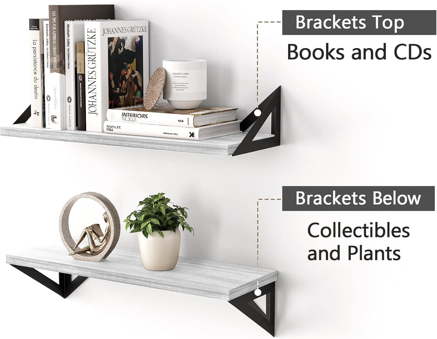 Set of 4 Rustic Foating Wood Shelves