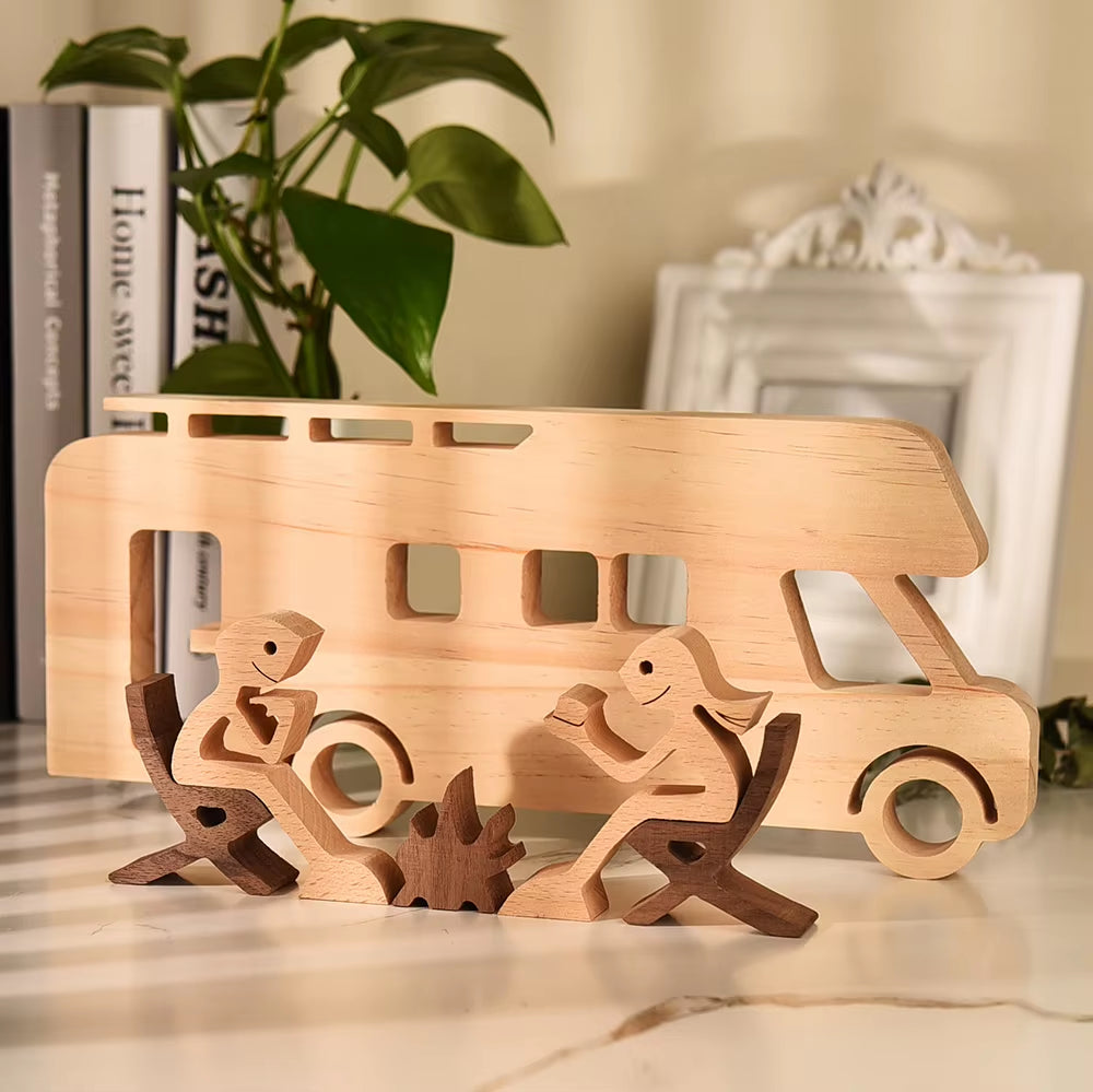 Wooden Couple Figurine Table Ornament