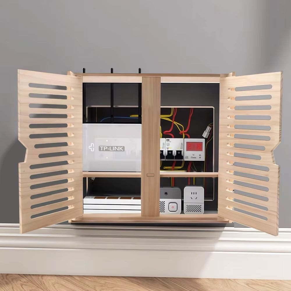 Wall-Mounted Wooden WiFi Router Box