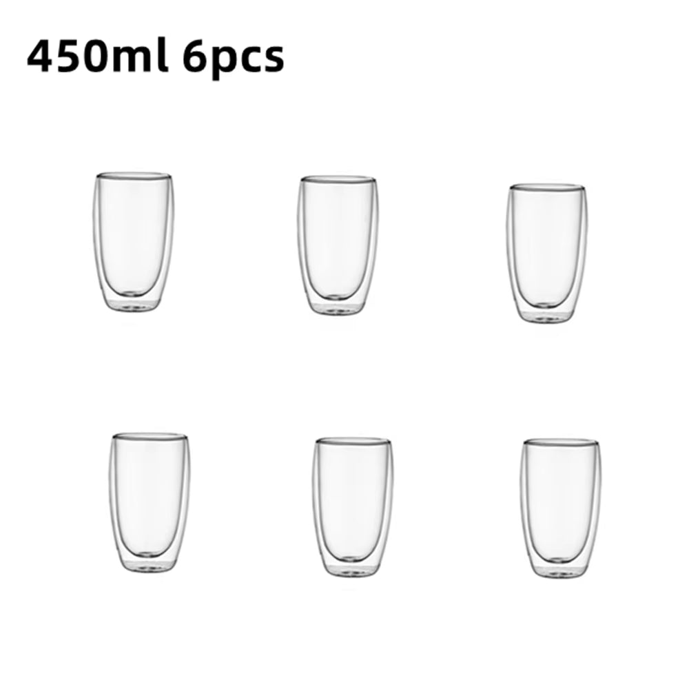 Double-Wall Insulated Clear Glass Espresso Cups