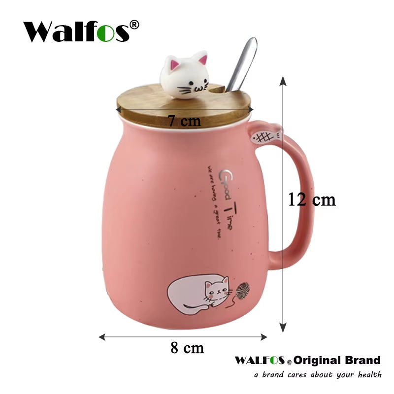 Sesame Cat Ceramic Mug – Heat-Resistant with Lid