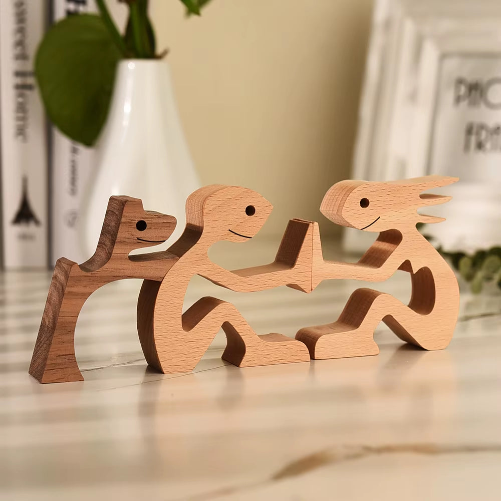 Wooden Couple Figurine Table Ornament