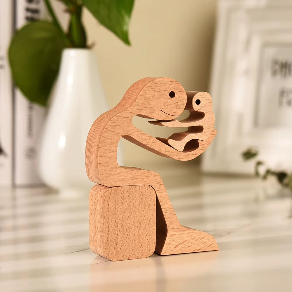 Wooden Couple Figurine Table Ornament