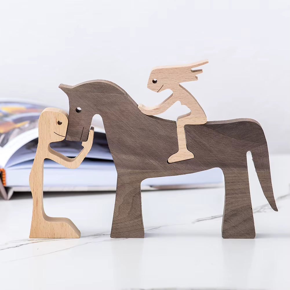Wooden Couple Figurine Table Ornament