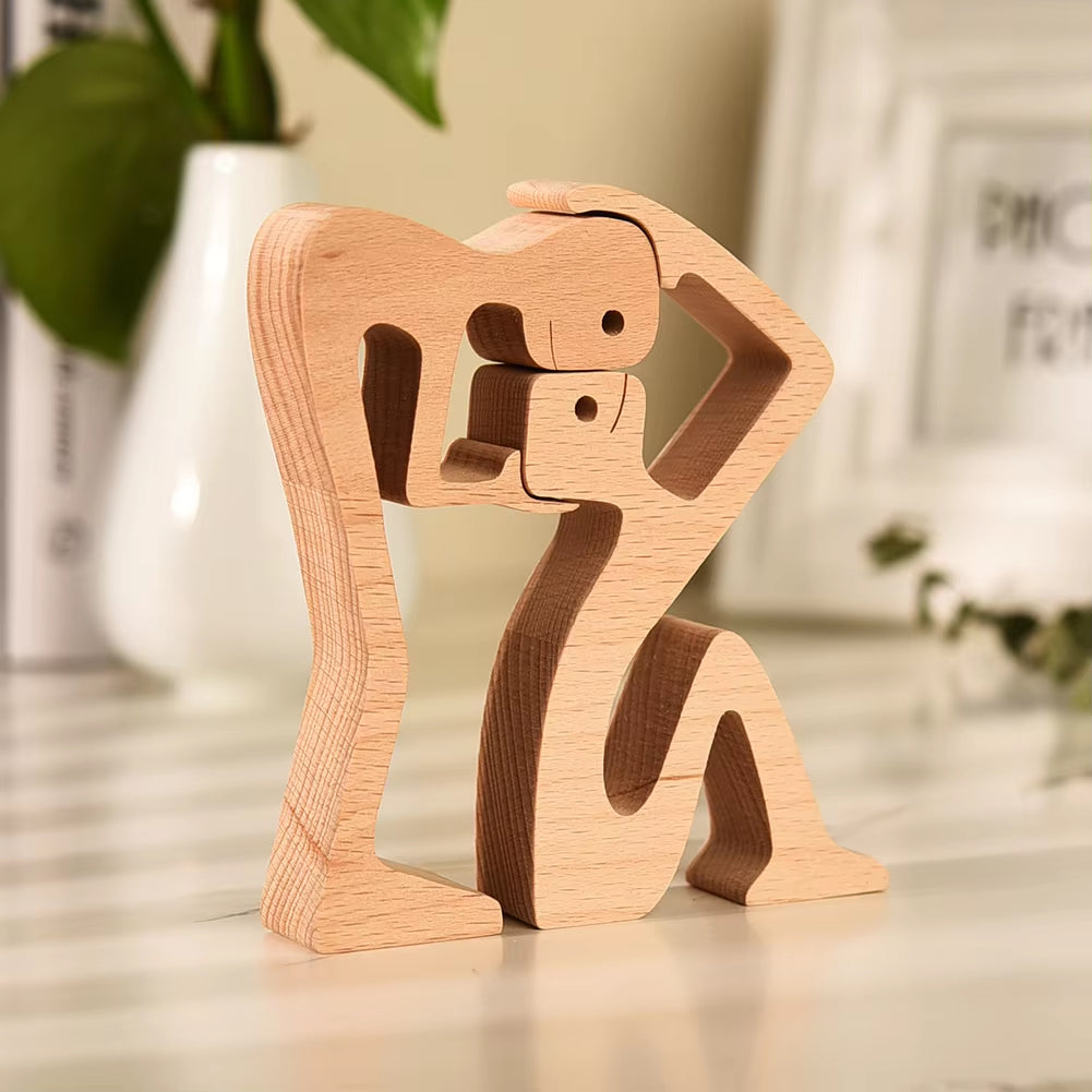 Wooden Couple Figurine Table Ornament