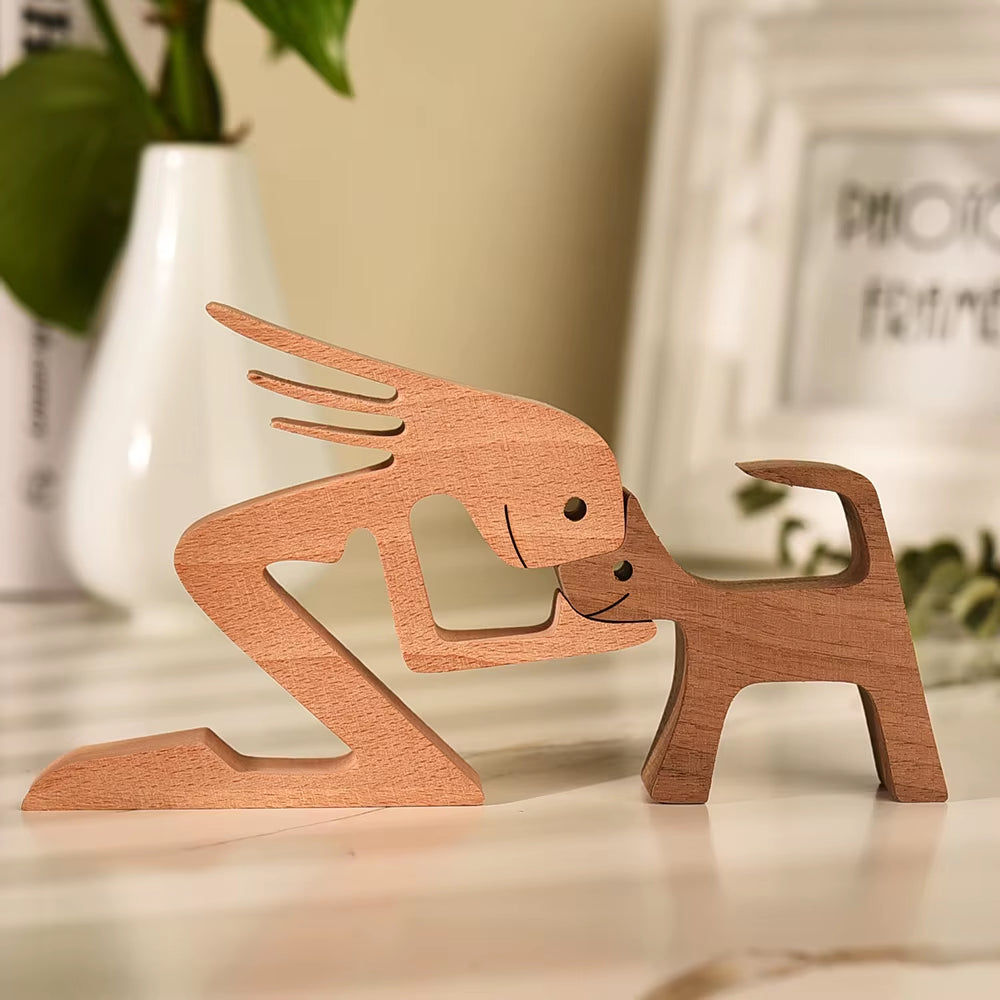 Wooden Couple Figurine Table Ornament