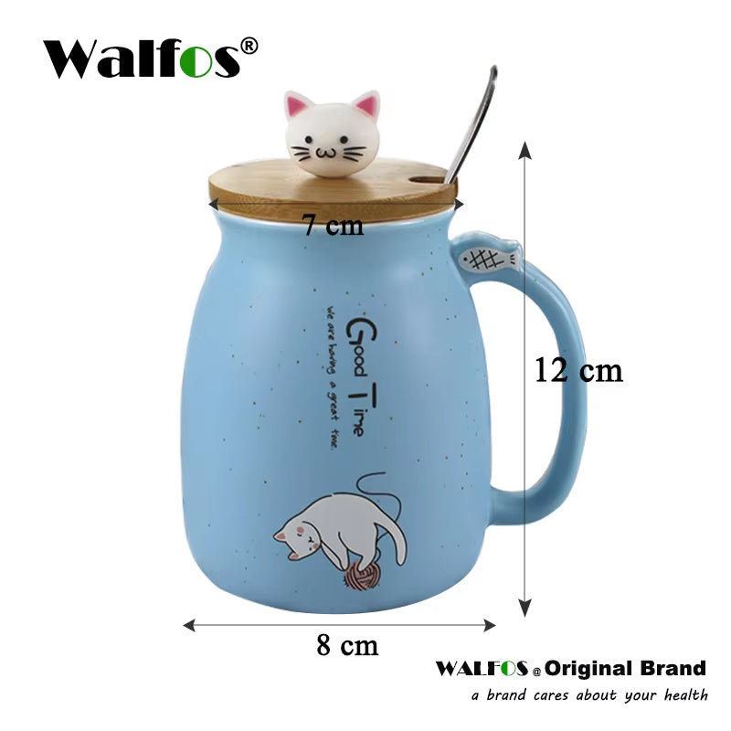 Sesame Cat Ceramic Mug – Heat-Resistant with Lid