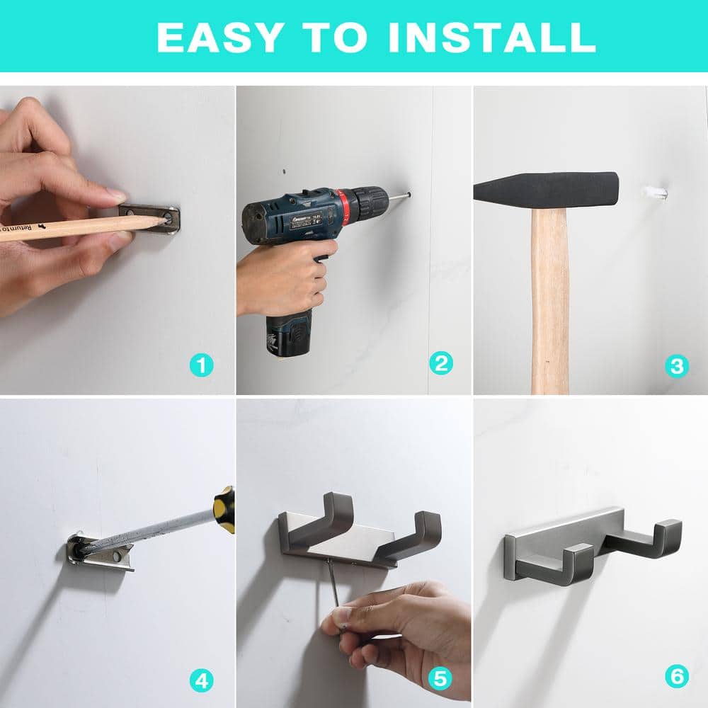 Stainless Steel Double J-Hook Robe & Towel Hook