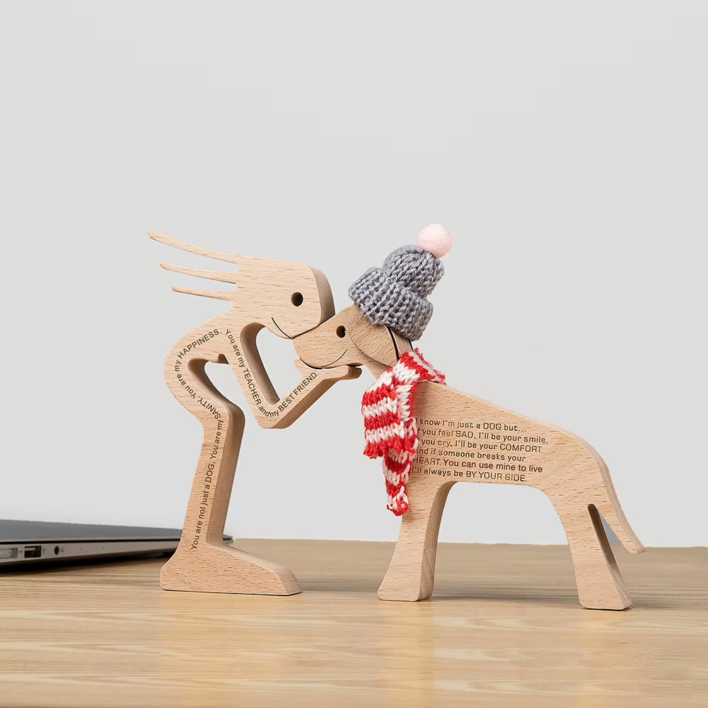 Wooden Couple Figurine Table Ornament 