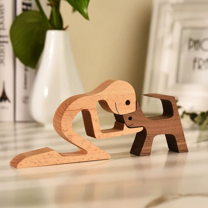 Wooden Couple Figurine Table Ornament 