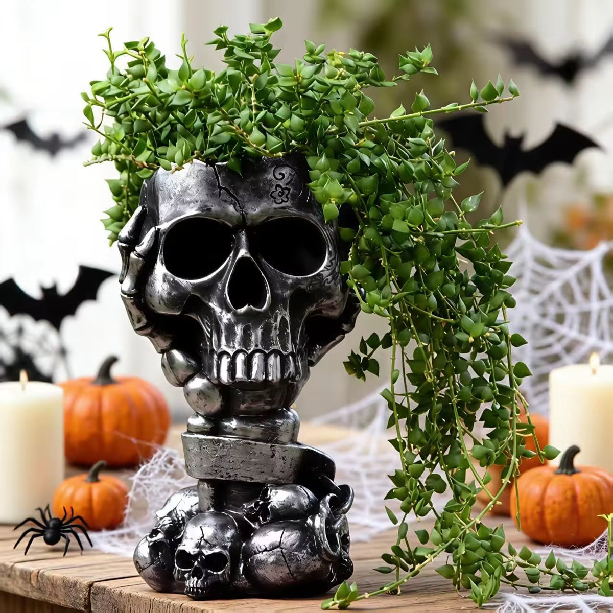 Skull Planter Pot for Gothic Halloween Décor
