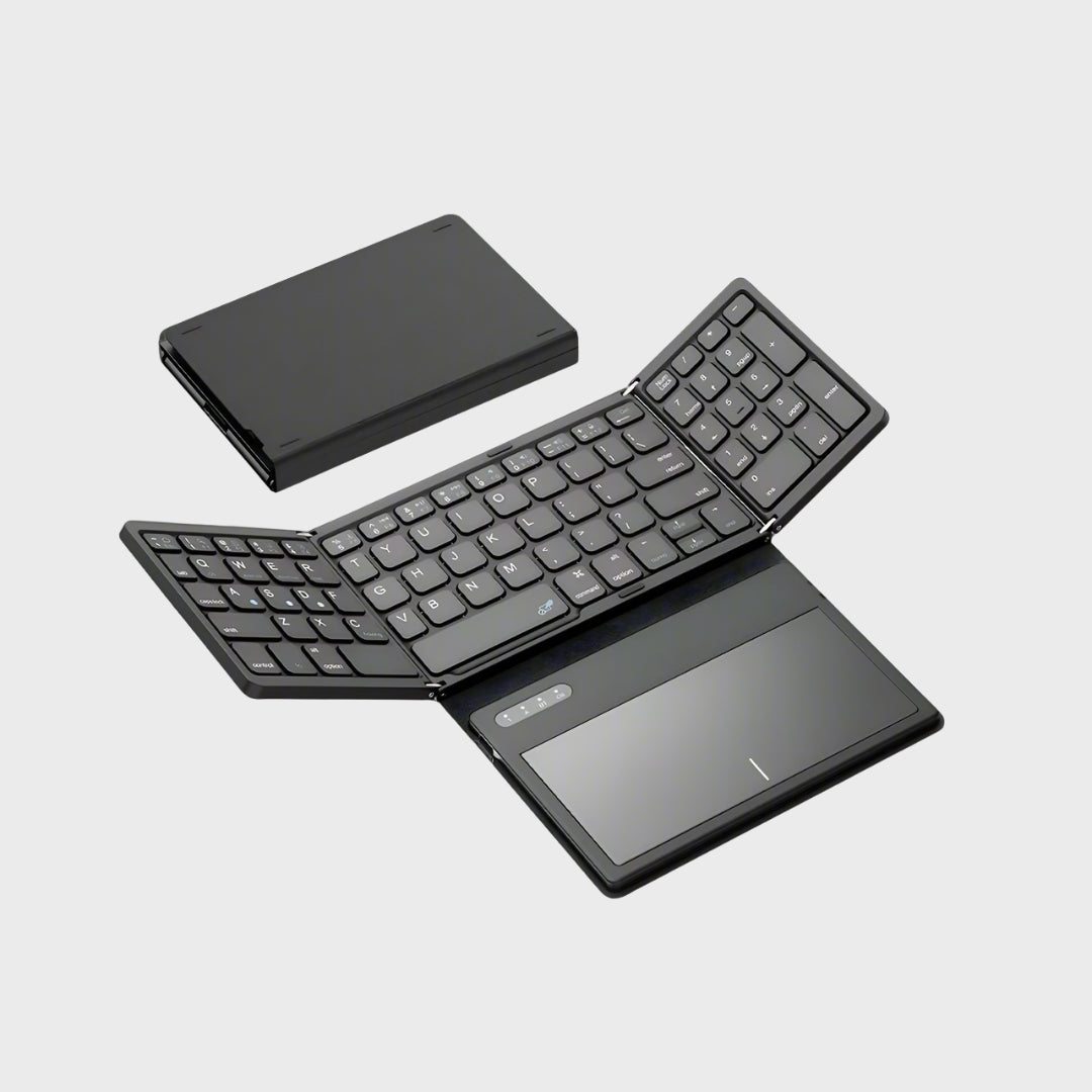 Portable Quadruple-Folding Bluetooth Keyboard with Touchpad