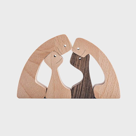 Wooden Couple Figurine Table Ornament 