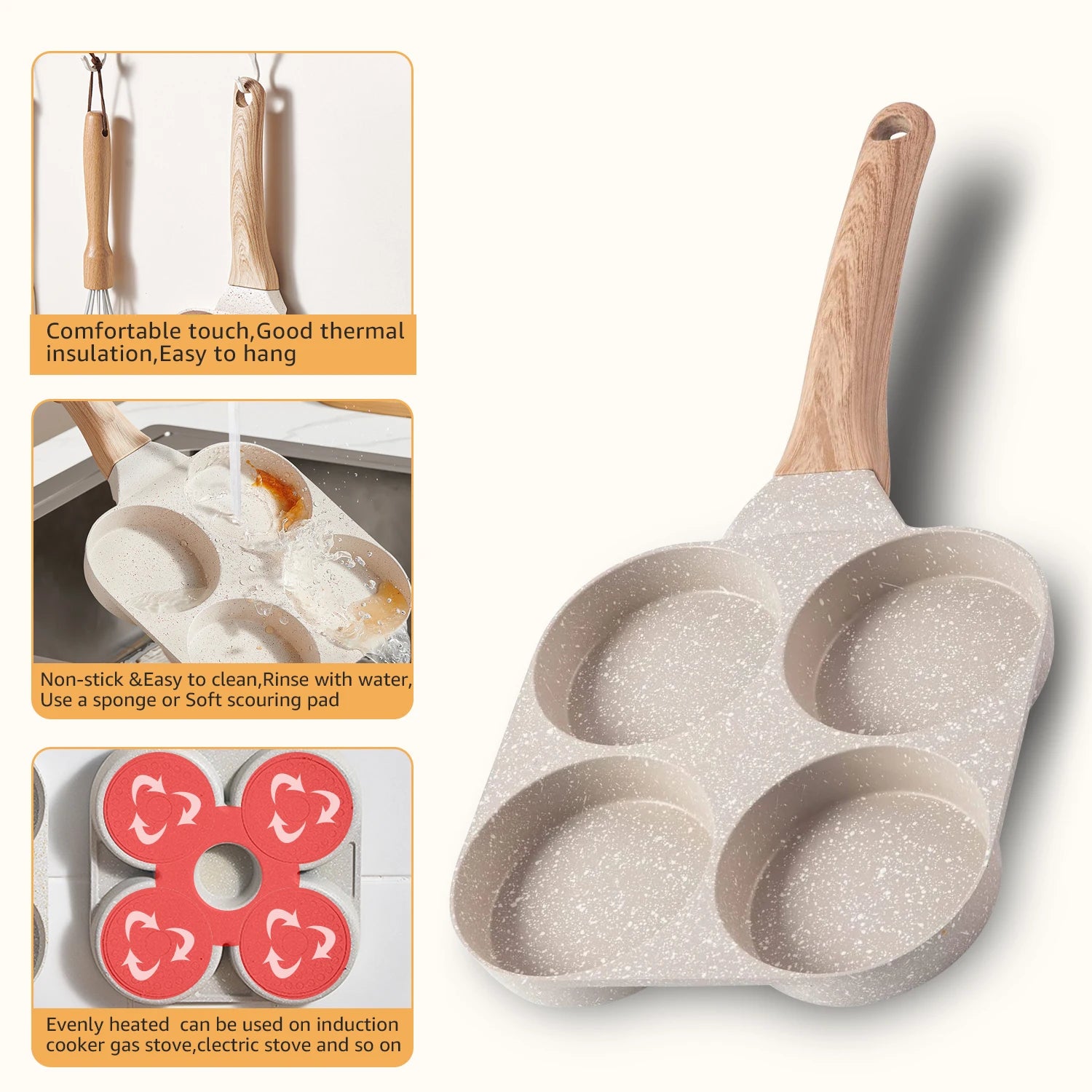4-Hole Nonstick Omelet Pan