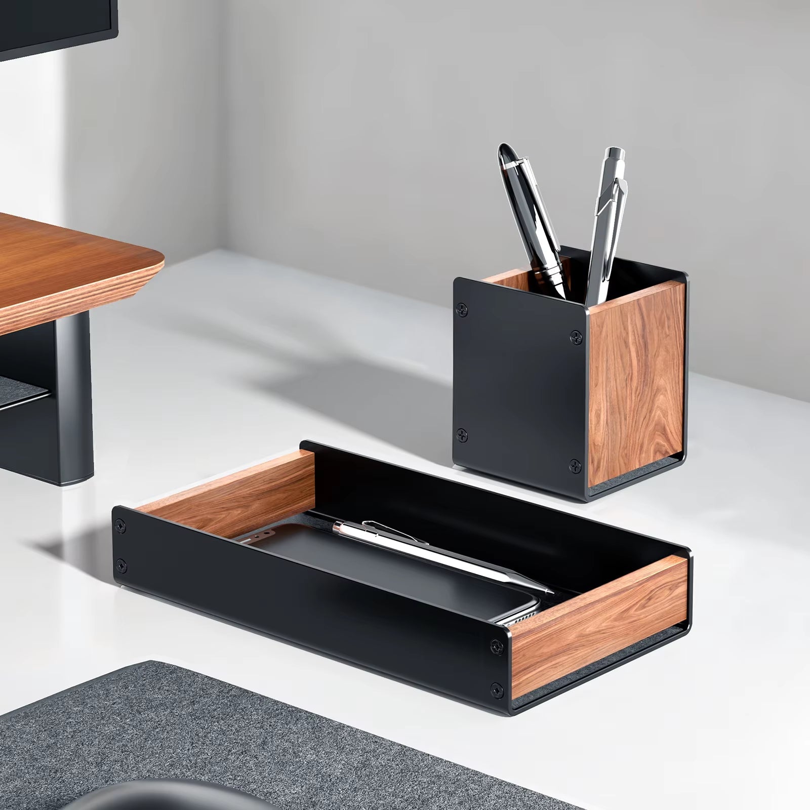 Walnut Wood Desktop Organizer