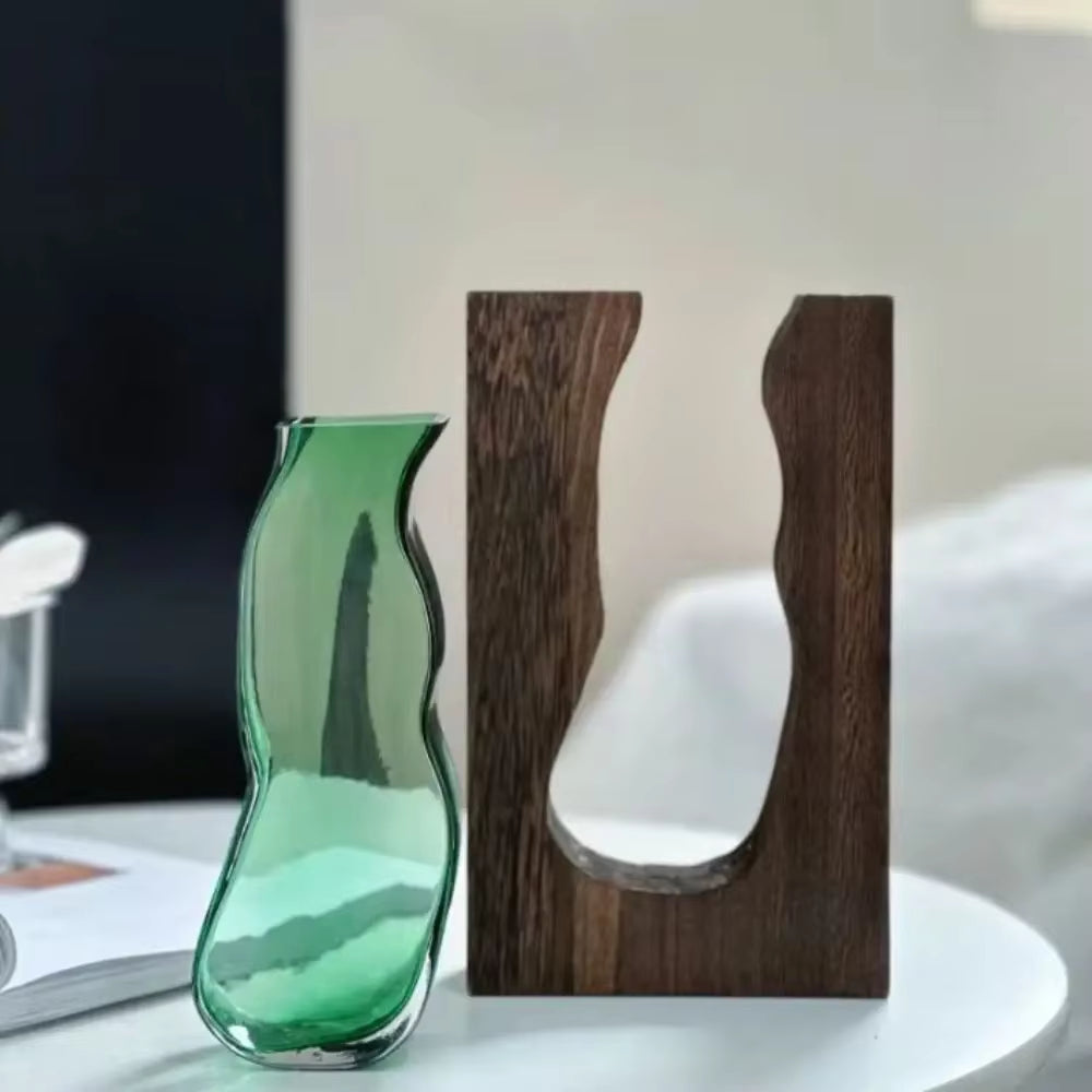 Modern Wooden Glass Vase
