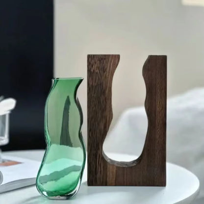 Modern Wooden Glass Vase