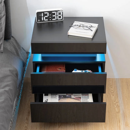 LED Black Modern Nightstands
