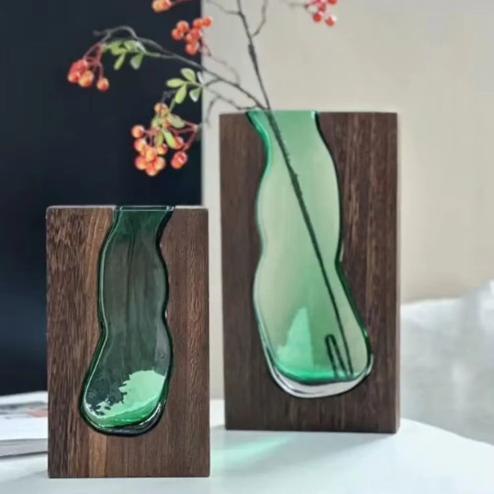 Modern Wooden Glass Vase