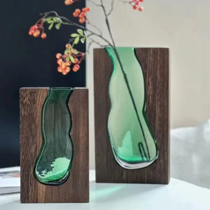 Modern Wooden Glass Vase