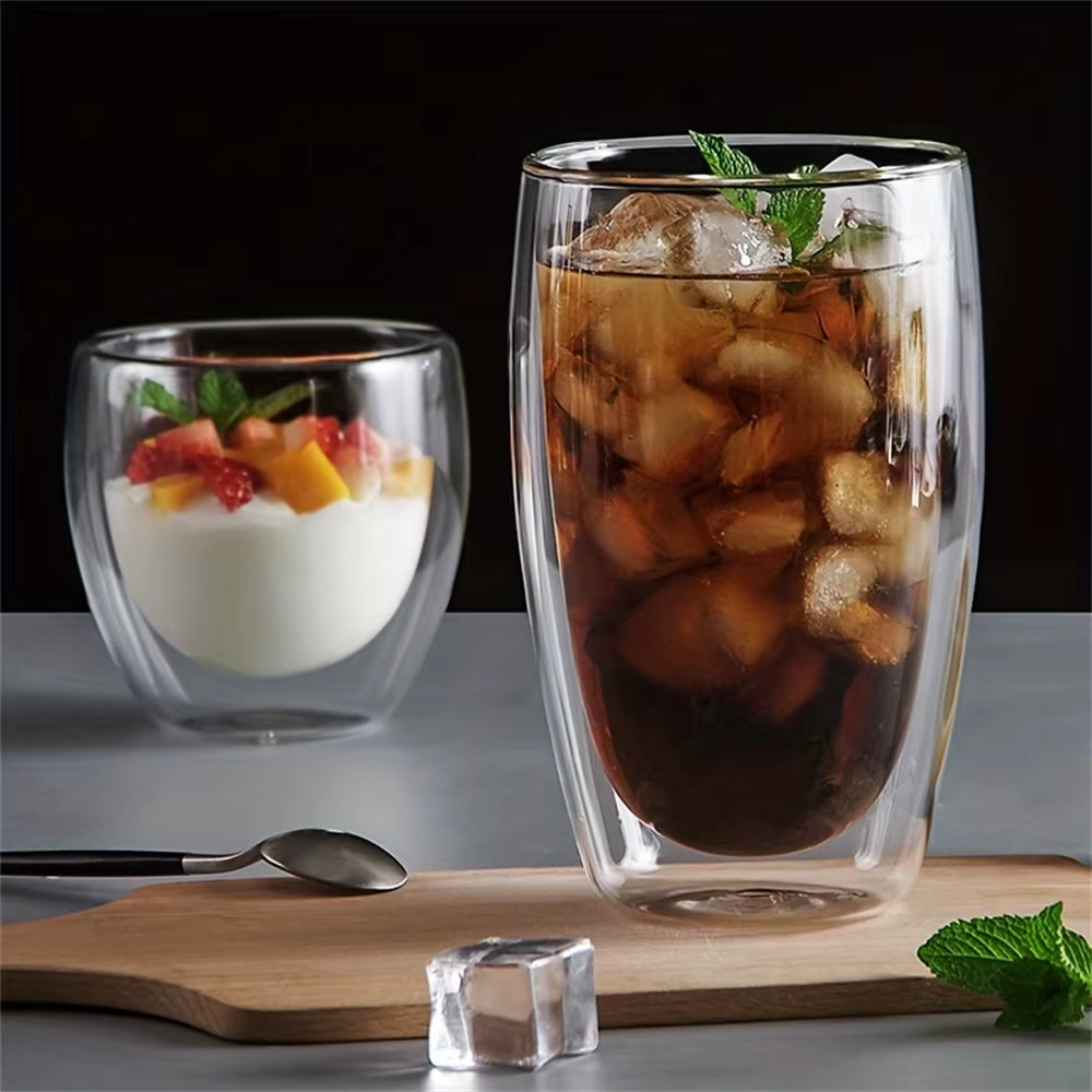 Double-Wall Insulated Clear Glass Espresso Cups