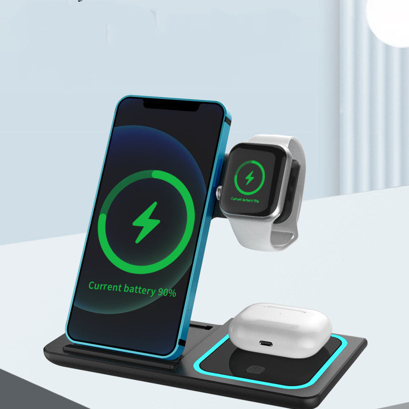 Three-In-One Foldable Wireless Charger with Ambient Light