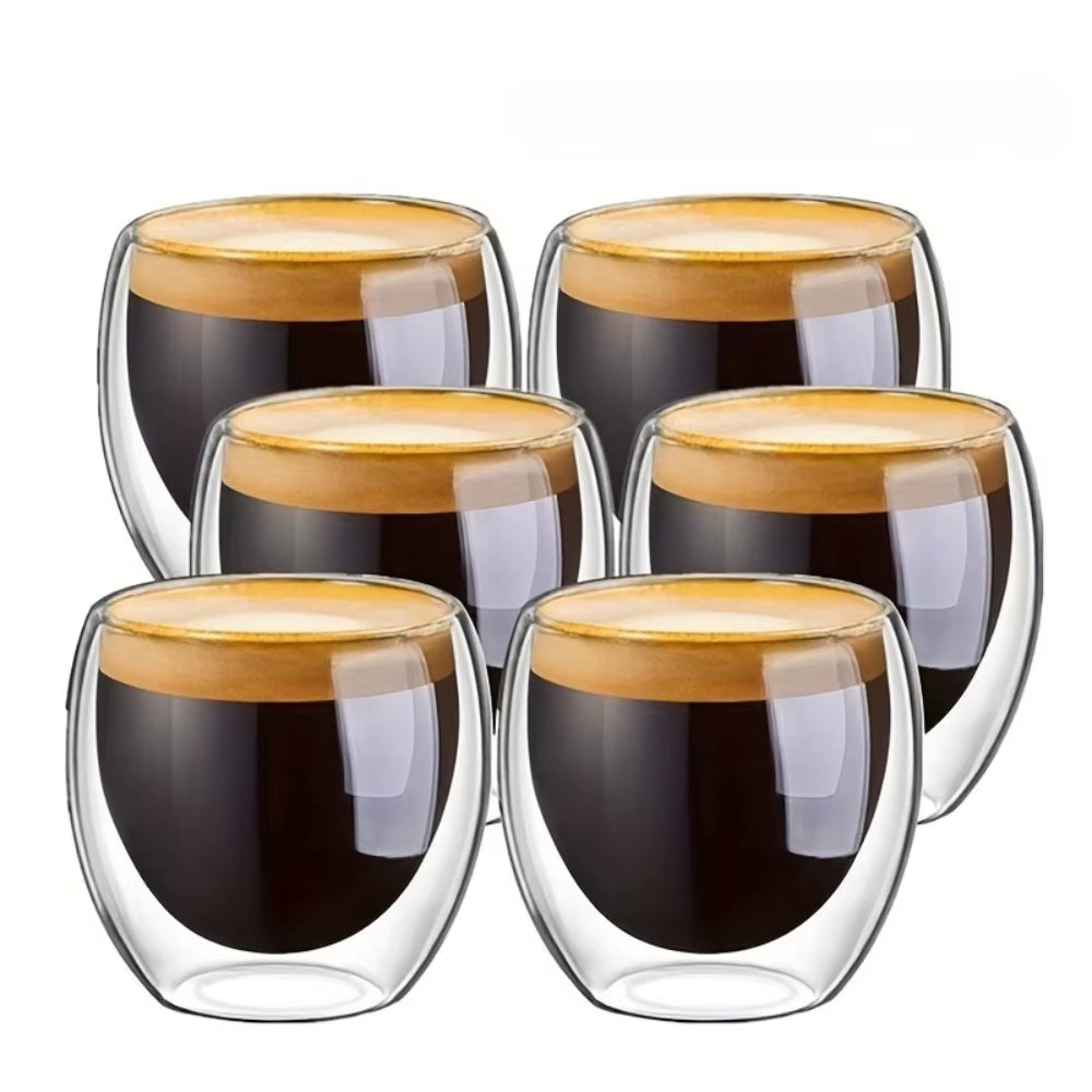 Double-Wall Insulated Clear Glass Espresso Cups