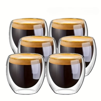 Double-Wall Insulated Clear Glass Espresso Cups