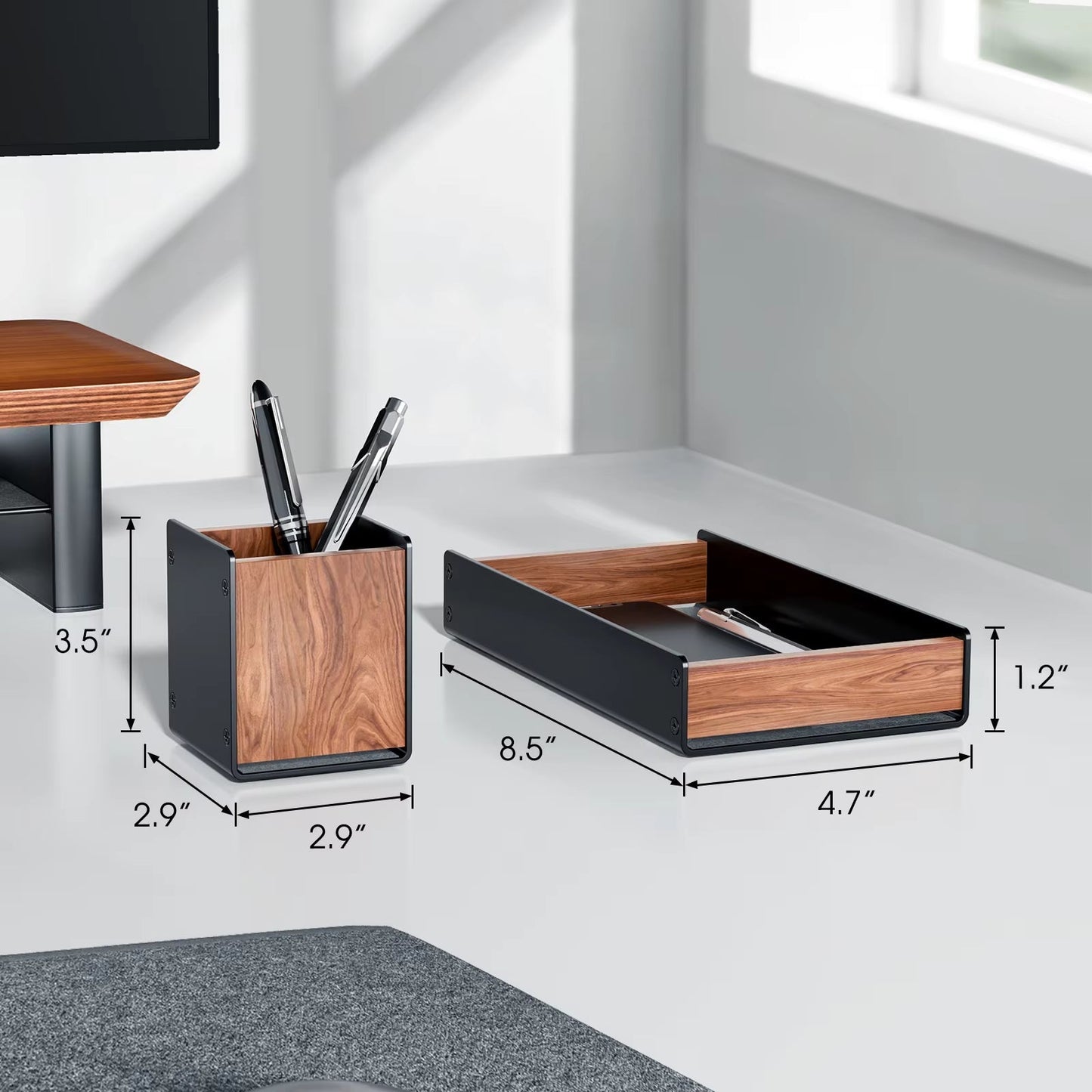 Walnut Wood Desktop Organizer