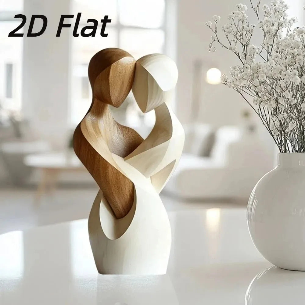 Modern Elegant 2D Flat Embrace Statue