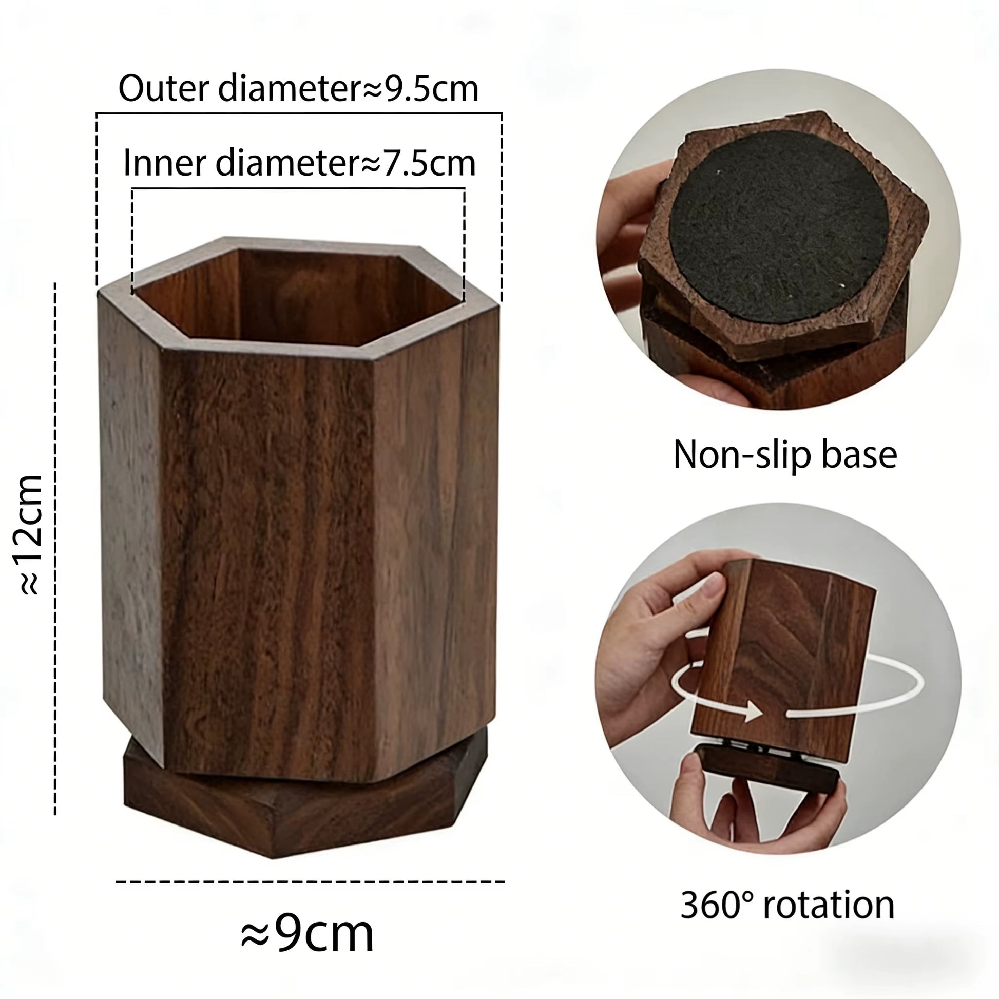 Black Walnut Rotating Storage Organizer