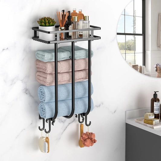 Wall-Mounted Towel Rack for Rolled Towels