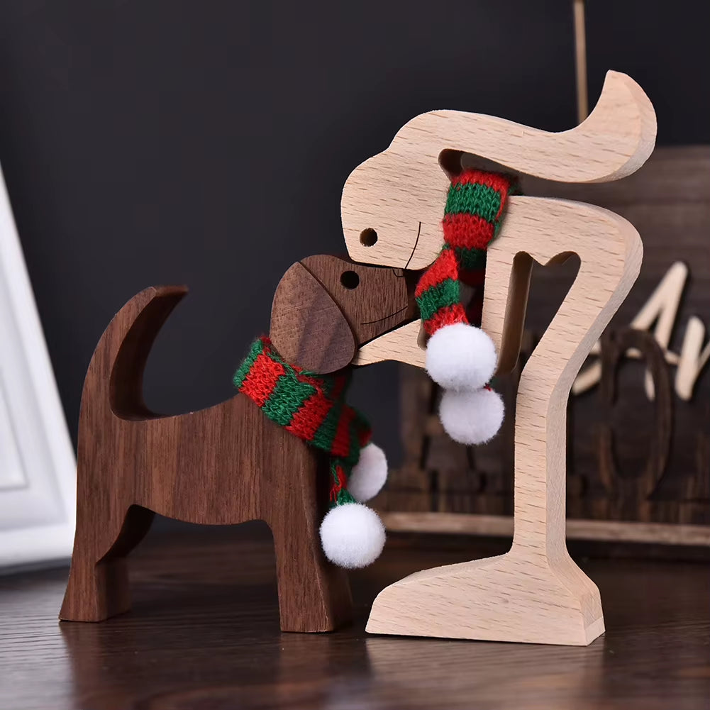 Wooden Couple Figurine Table Ornament 