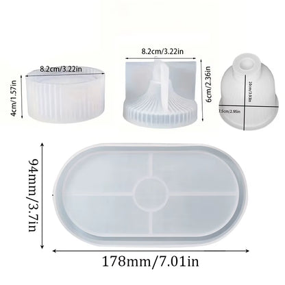 4Pcs Silicone Molds Oval Tray Mold, Vase Mold, Jar Mold for Resin Plaster Cement Concrete Casting, DIY Art Crafts, Home Decor