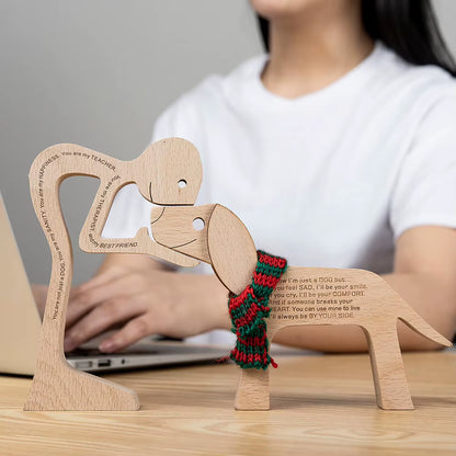 Wooden Couple Figurine Table Ornament 