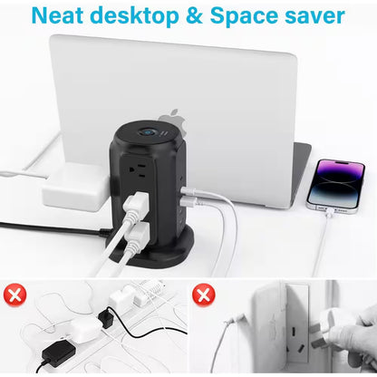 9-Outlet Power Strip Tower Surge Protector Extension Cord