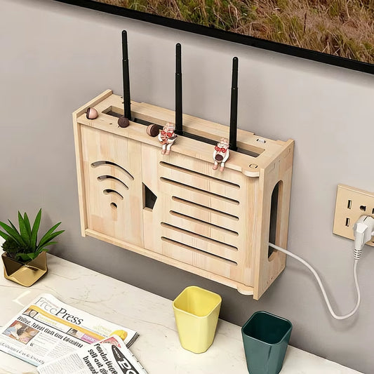 Wall-Mounted Wooden WiFi Router Box